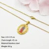Golden Virgin Mary image oval pendant necklace, 45cm long stainless steel chain, ethnic style religious jewelry Specification image